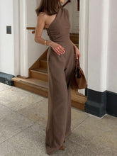 INAWLY Women's Solid Color Sleeveless Pleated Elegant Jumpsuit